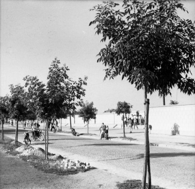 Ulica Obrońców Stalingradu w Rzeszowie, obecnie ul. Hetmańska. Po prawej Stadion Stali