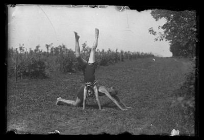 Irena i Marian Elgas w czasie ćwiczeń nad Wisłokiem na Lisiej Górze