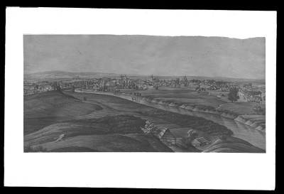 Widok Rzeszowa od strony Pobitnego na rysunku Bogusza Zbigniewa Stęczyńskiego z ok. 1859 r. - reprodukcja