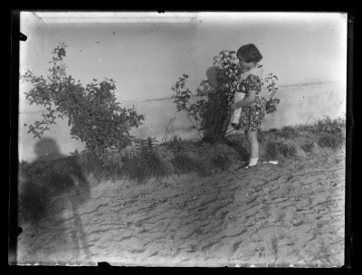 Krystyna Urban w ogrodzie przed domem Januszów przy ul. Poniatowskiego w Rzeszowie