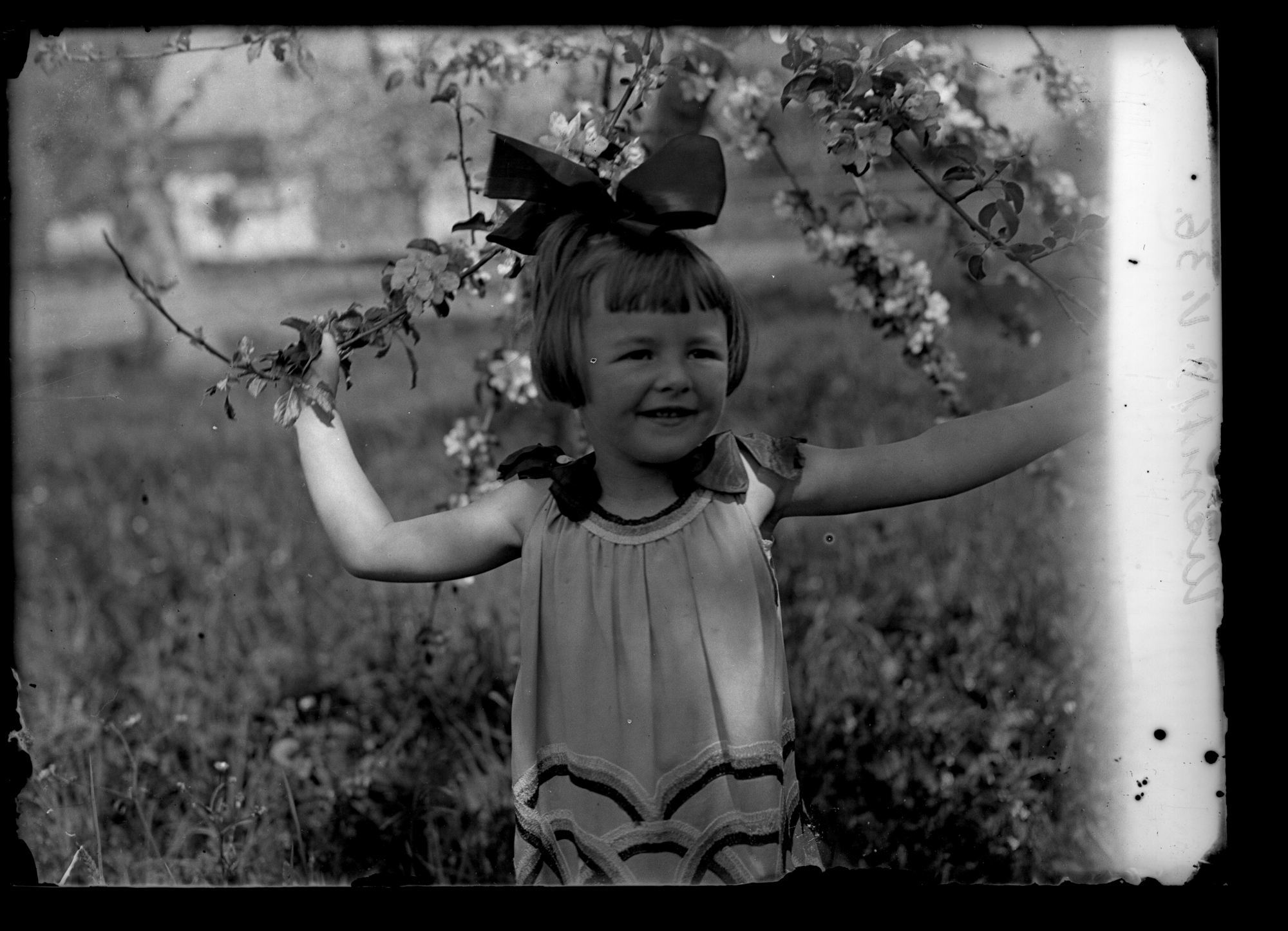 Dziewczynka w kwitnącym sadzie