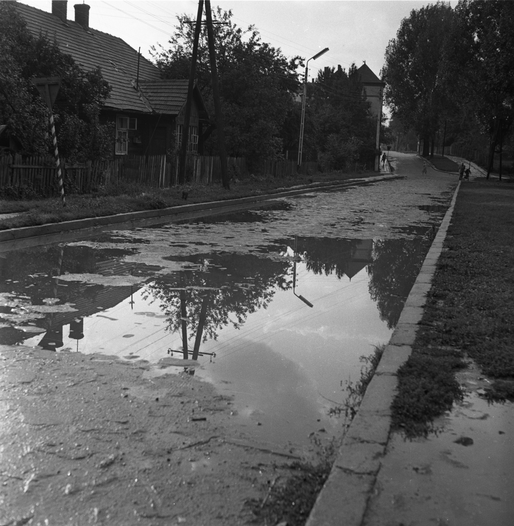 Ulica Zofii Chrzanowskiej w Rzeszowie. Widok od ul. Obrońców Stalingradu, obecnie ul. Hetmańska. W tle wieżyczka willi Szostków