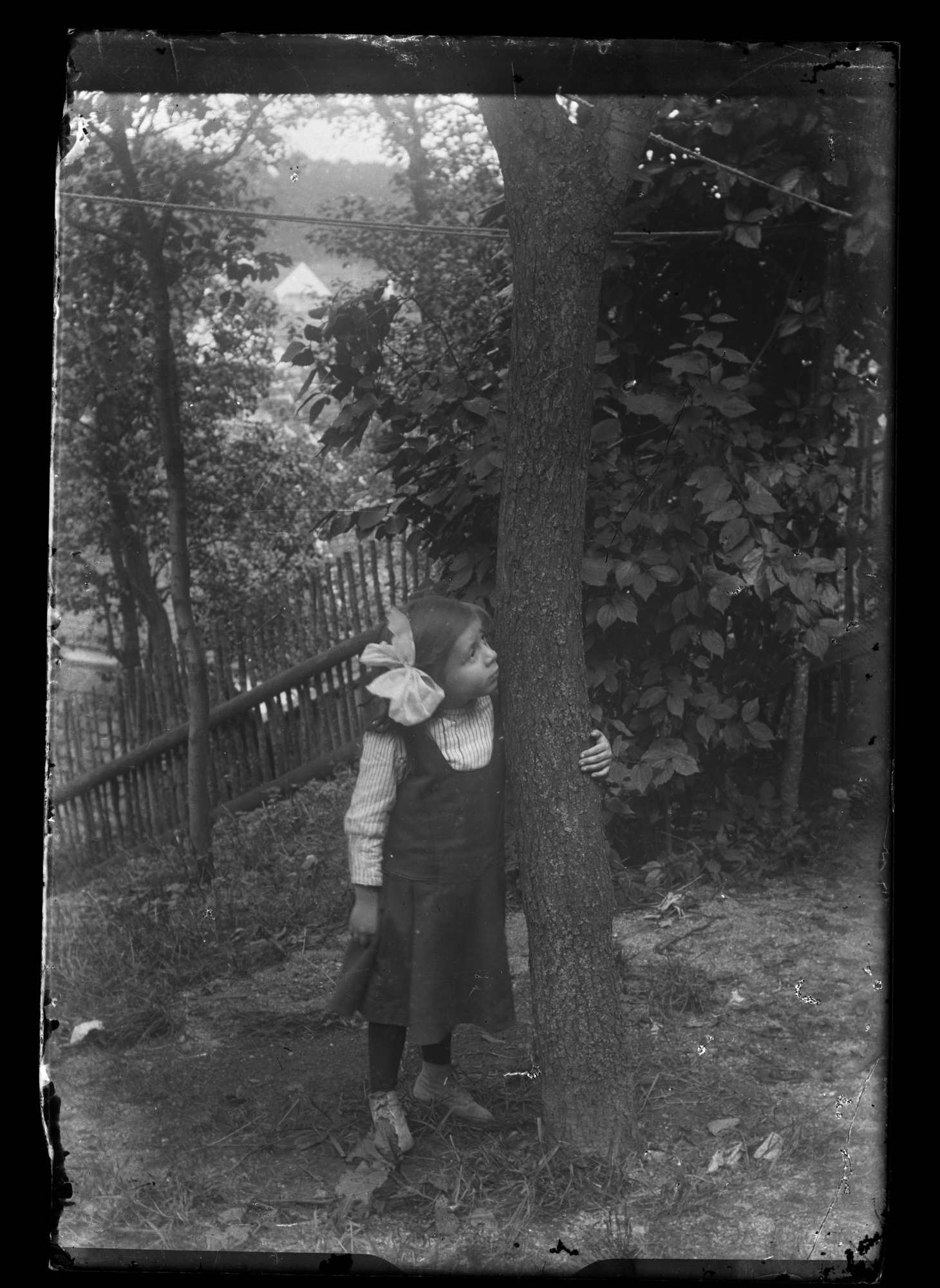 Helena Janusz przy drzewie w ogrodzie